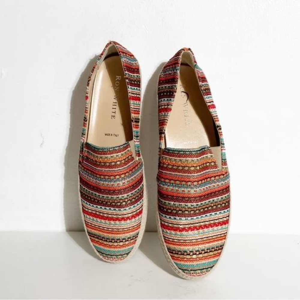New Ron White Delilah Espadrille Loafer Multi Stripe Size 41